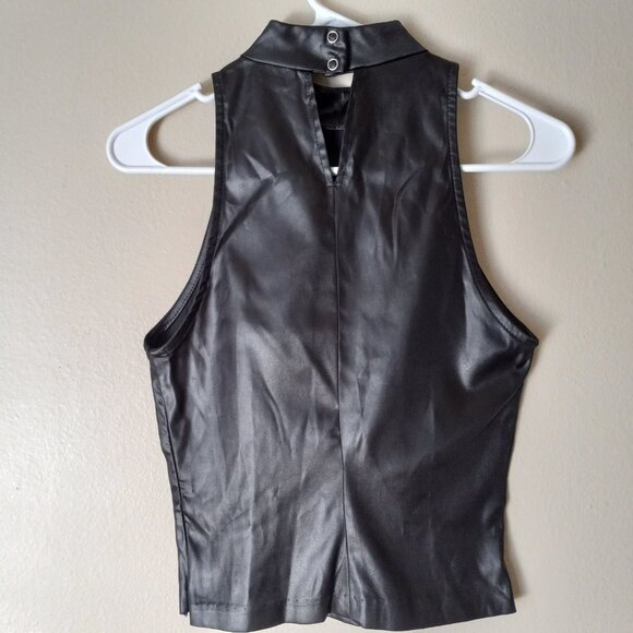 INDEED Black Silver-Studded Leather Look-alike Tank Women's S - Picture 6 of 8
